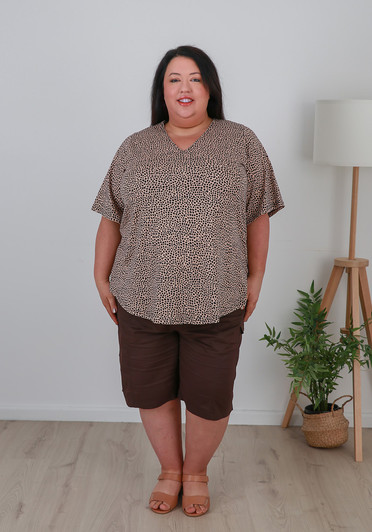 Plus Size Summer Brown Cargo Shorts