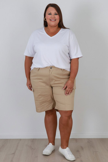 Cotton Cargo Shorts In Neutral