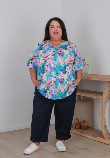 Plus Size Curvaceous Cotton Navy Cargo Pant