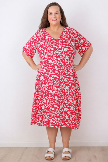 plus size shift dress in watermelon 