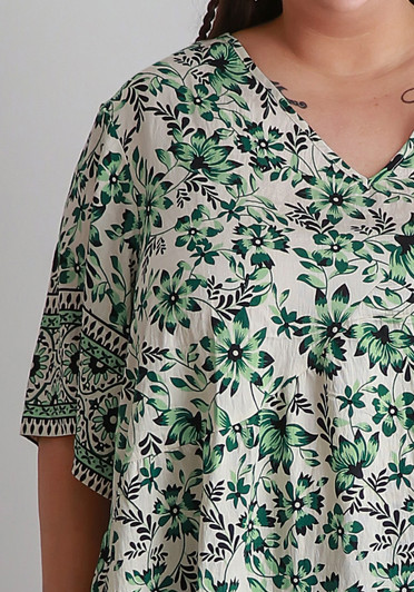 plus size green boho over size tunic 