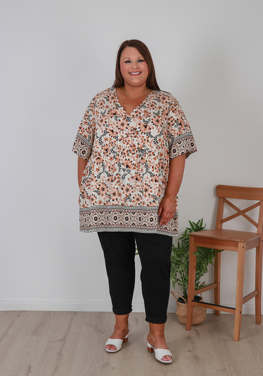 plus size boho caramel over size top 