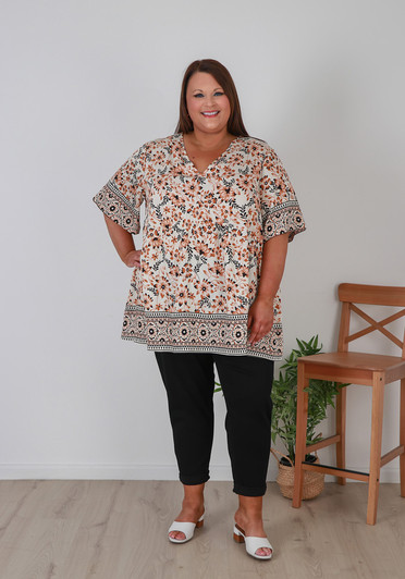 plus size boho caramel over size top 