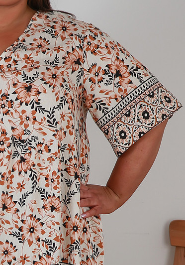 plus size boho caramel short sleeve top - Curvaceous 