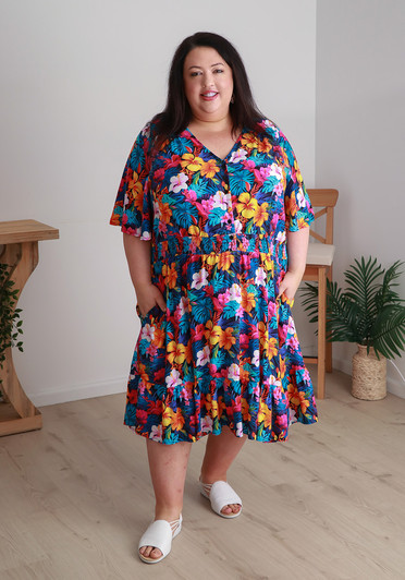 Plus Size Waist Dress In Tropical Inspiration