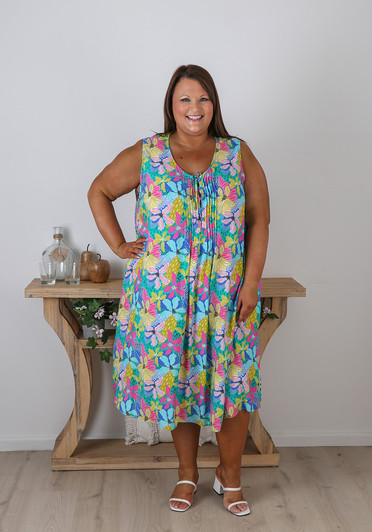 Plus Size Summer Casual Stripey Floral Dress