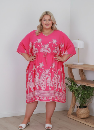 Plus Size Pink Boho Dress 