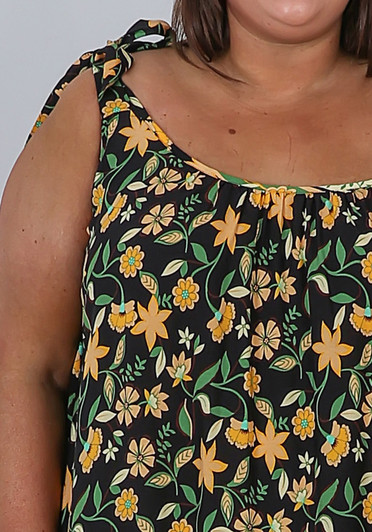 Plus Size Black And Gold Sleeveless Dress