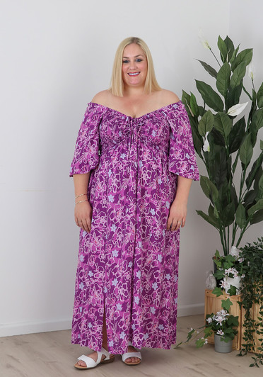 Plus Size Curvaceous Purple Maxi Dress
