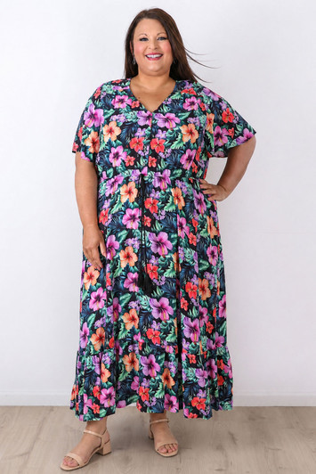 plus size Tropical Nights Hibiscus Maxi Dress Curvaceous 