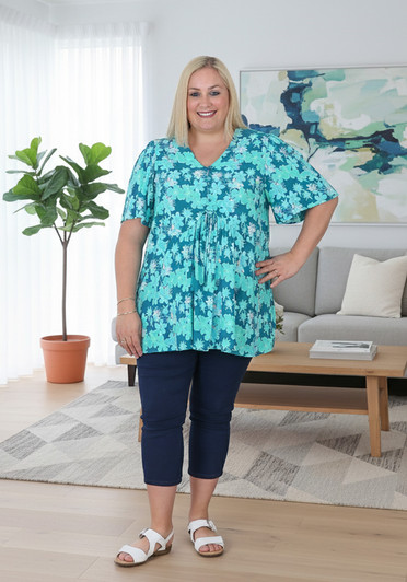 Plus Size Summer Teal Peak Top