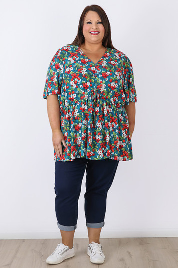 Peak Top With Buttons In Cherry Blossom