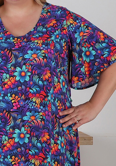 Plus Size Tie Waist Maxi Dress In Bright Flowers