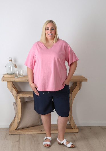 Plus Size Textured Cotton Shorts In Navy