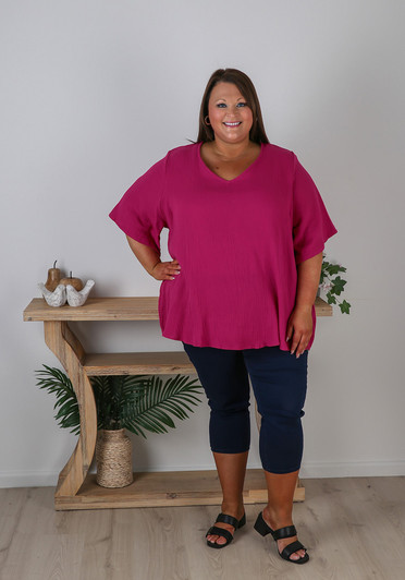 Plus Size Curvaceous Berry Cotton Top