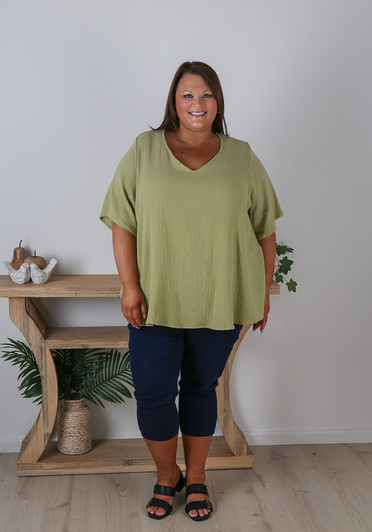 Plus Size Curvaceous Textured Sage Top