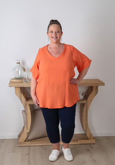 Plus Size Summer Orange Cotton Top