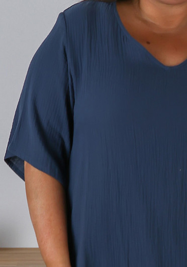 Plus Size Casual Navy Top