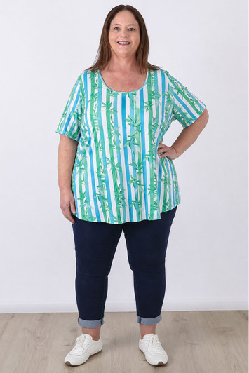 plus size stripe summer short sleeve top 
