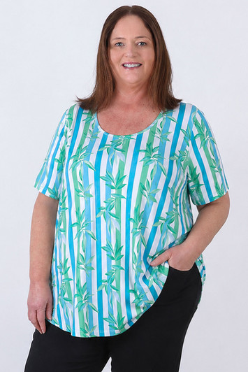plus size stripe summer short sleeve top 
