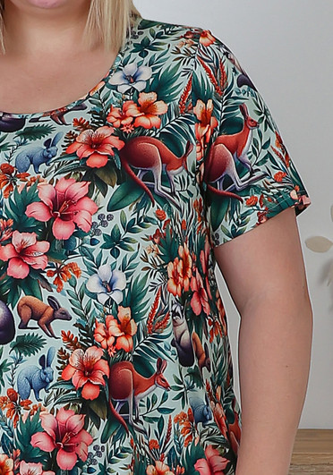 Plus Size Summer short sleeve forest animal top