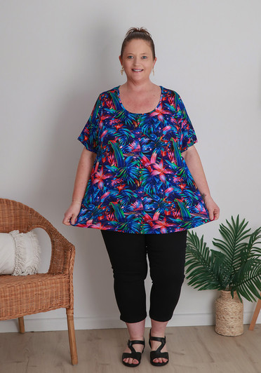 Plus Size Summer Stretch Tropics Top