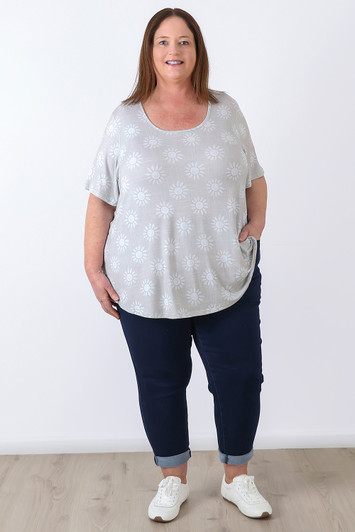 plus size sun scoop neck top 