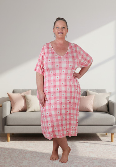 Plus Size Stretch Nightie With Hearts And Bows