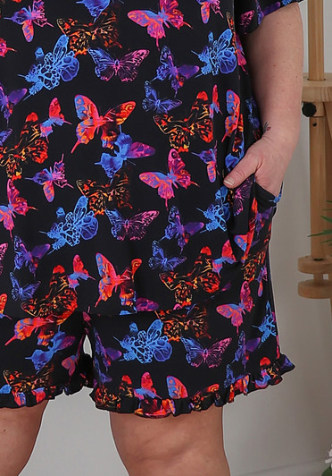 Plus Size Stretch Summer Pyjama Set With Butterflies