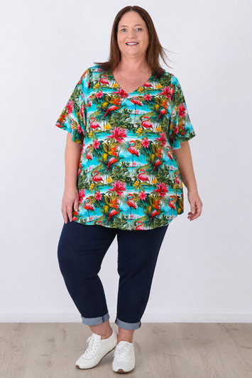 plus size flamingo short sleeve top 