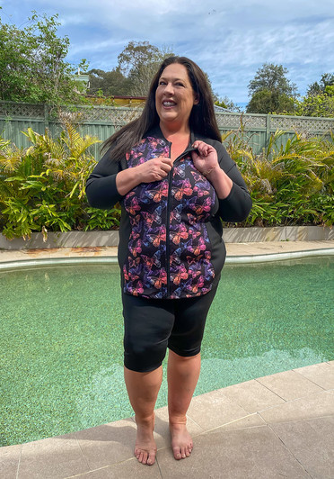 Plus Size Zip Front Swim Top