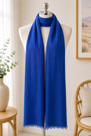 Royal Blue Cotton Blend Scarf