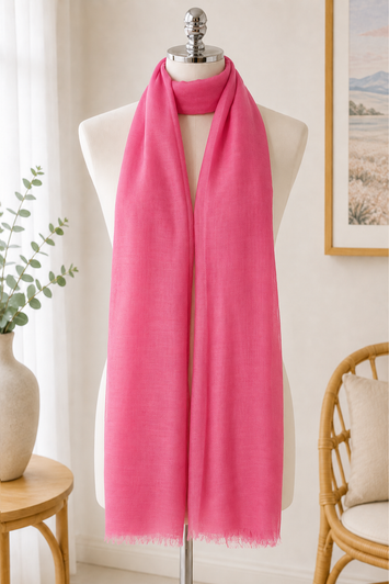 Pink Cotton Blend Scarf