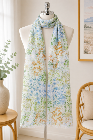 Ditzy Floral in Green Scarf 