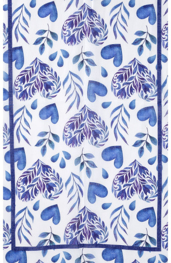 Blue Floral Heart Lightweight Scarf