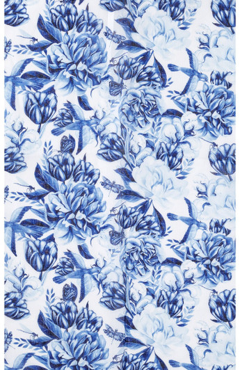 Blue Floral Birds and Butterfly Scarf
