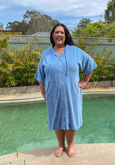 Light Blue Terry Toweling Swim Coverup