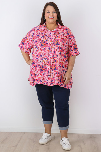 plus size pink floral shirt 