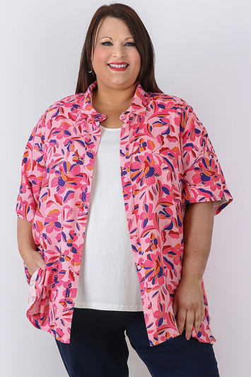plus size pink floral shirt 