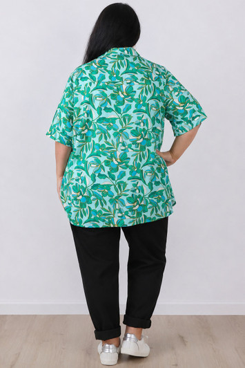 plus size blue green floral shirt 