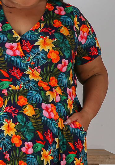 Plus Size Stretch Tropical Dress