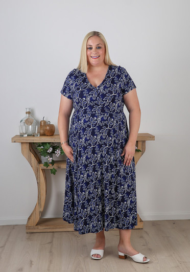 Plus Size Summer Blue And White Dress