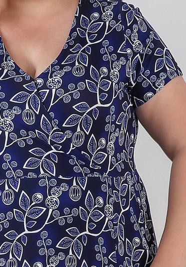 Plus Size Summer Blue And White Dress