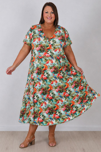 Plus Size Summer Floral Jungle Dress