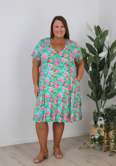 Plus Size  Short Dress In Fish Print