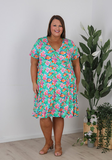 Plus Size  Short Dress In Fish Print