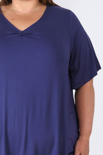 Plus Size Pinched V Neck Top In Navy