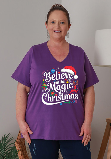 Plus Size Magic of  Christmas Purple Top