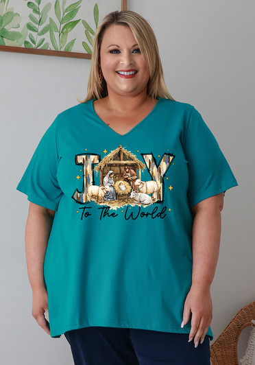 Plus Size Christmas Turquoise Tee