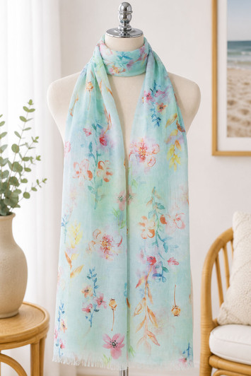Calming Mint Flowers Scarf 